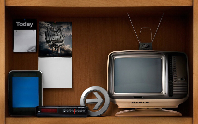 Vintage Electronics on Shelf
