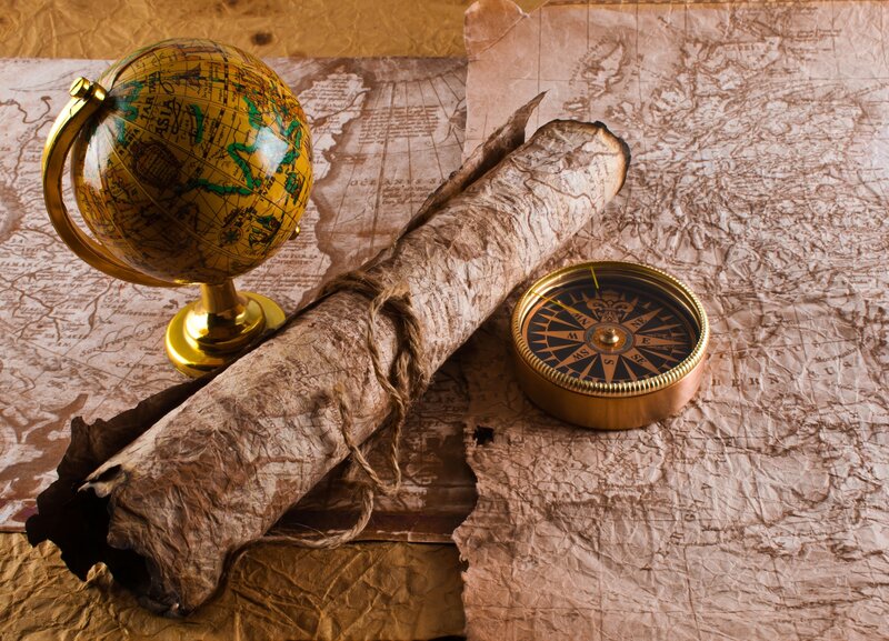Vintage exploration artifacts