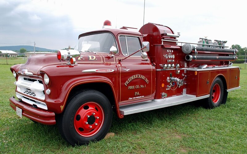 vintage fire truck on grass