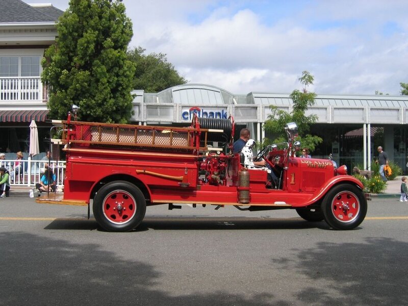 Vintage fire truck parade