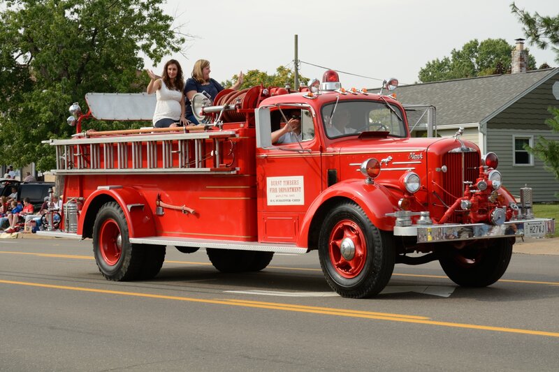 Vintage Fire Truck — Red, Festive, Afternoon, Photograph