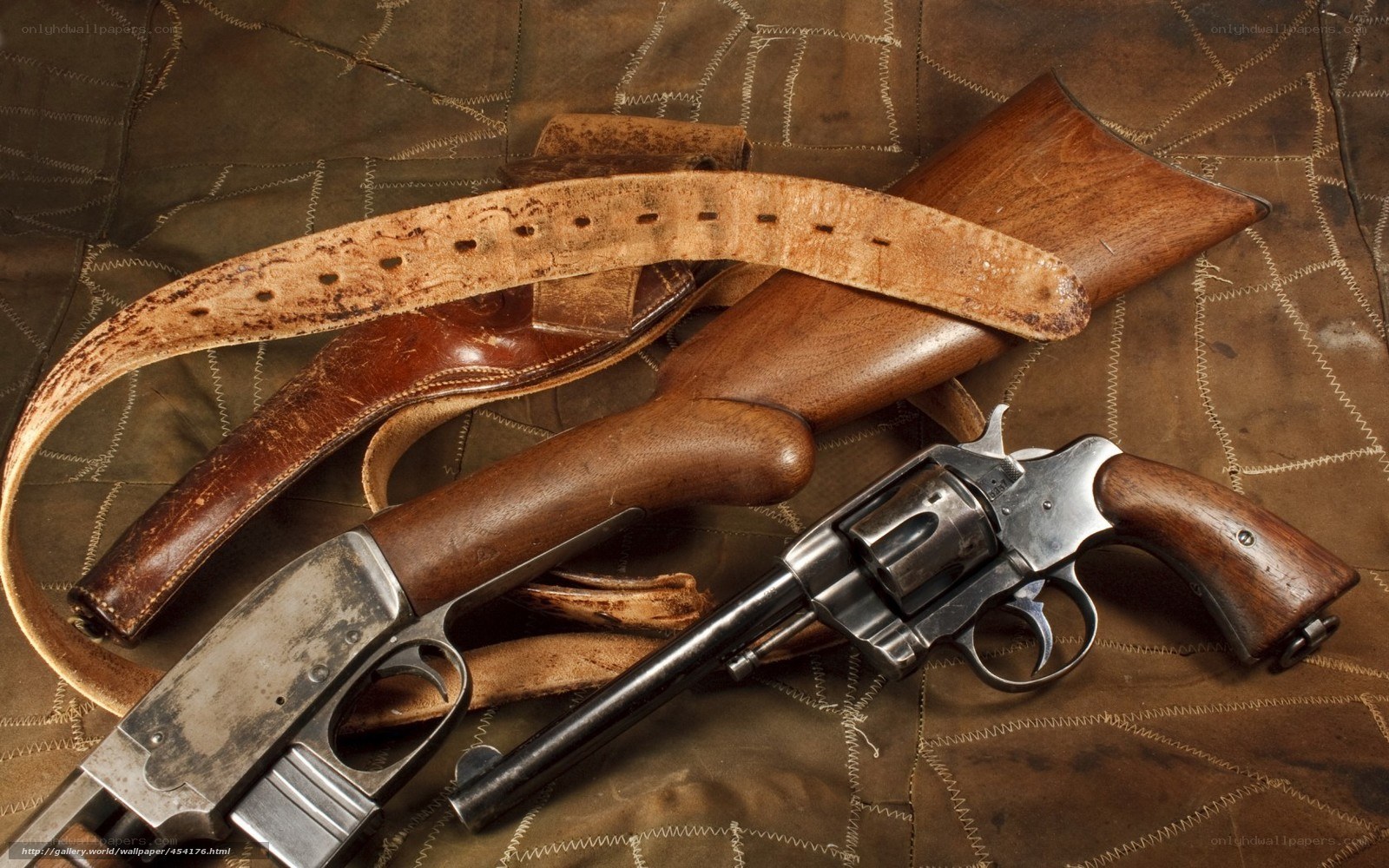 vintage firearms on leather