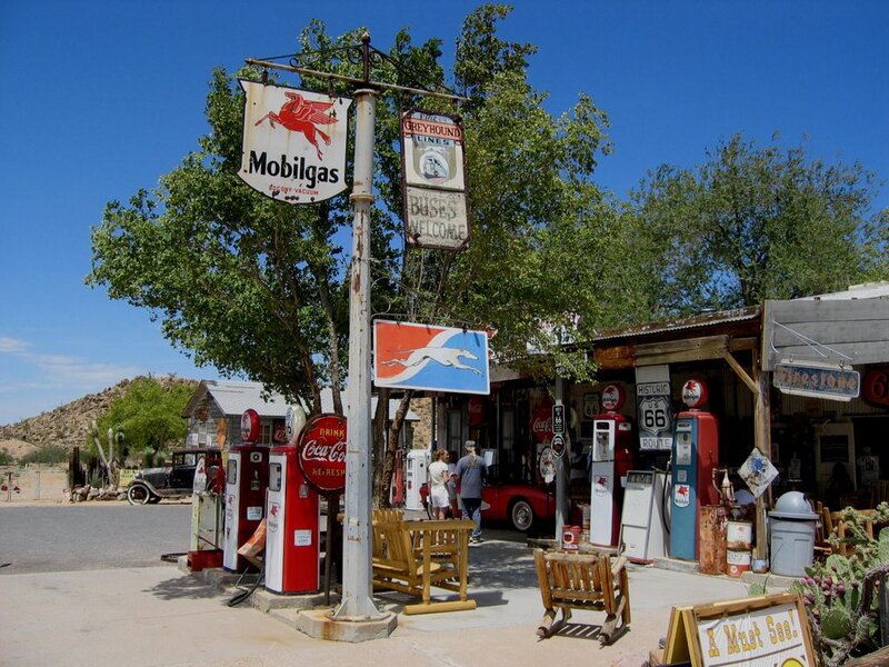 Vintage Gas Station — Blue