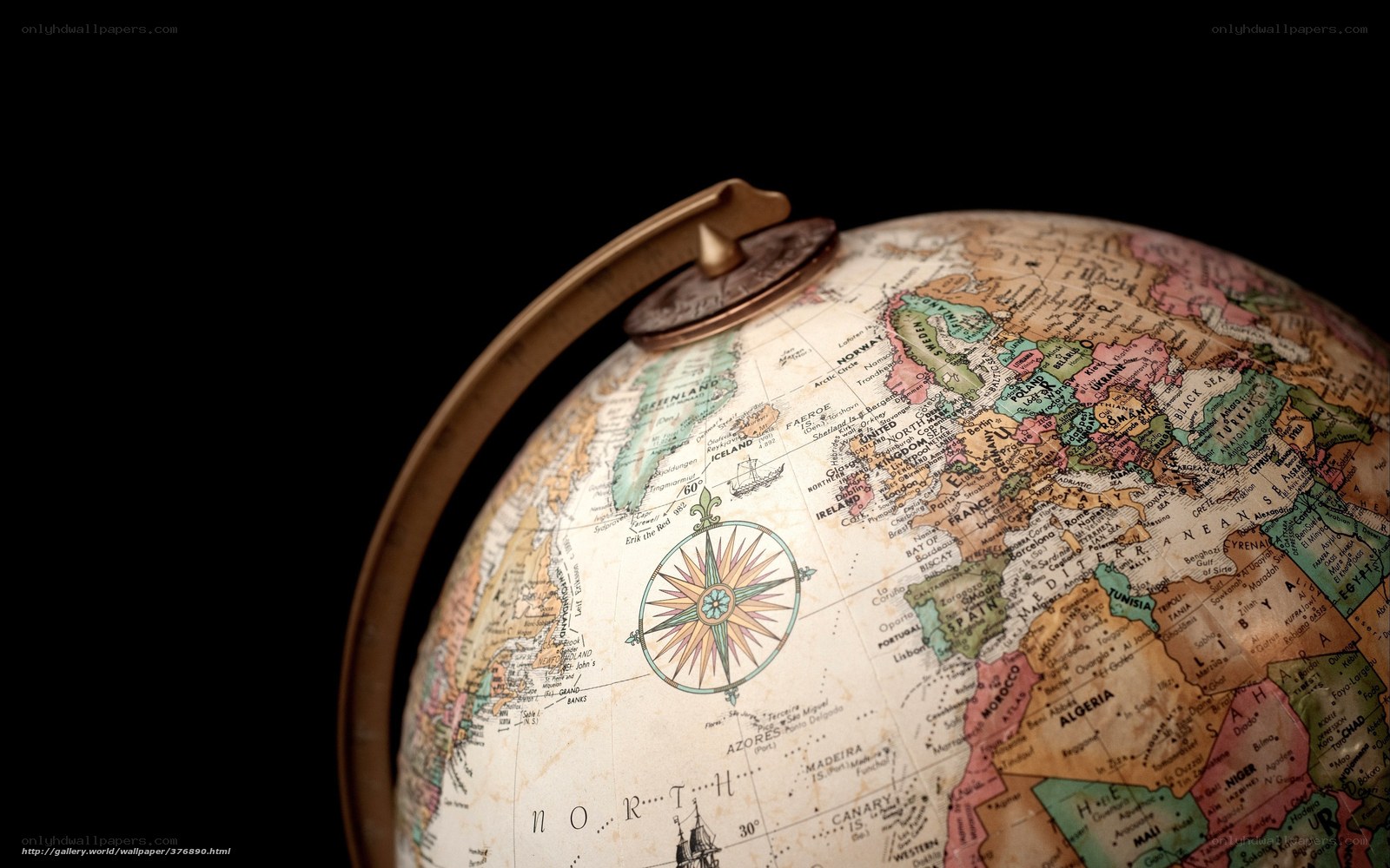 Vintage globe of Europe and North Africa