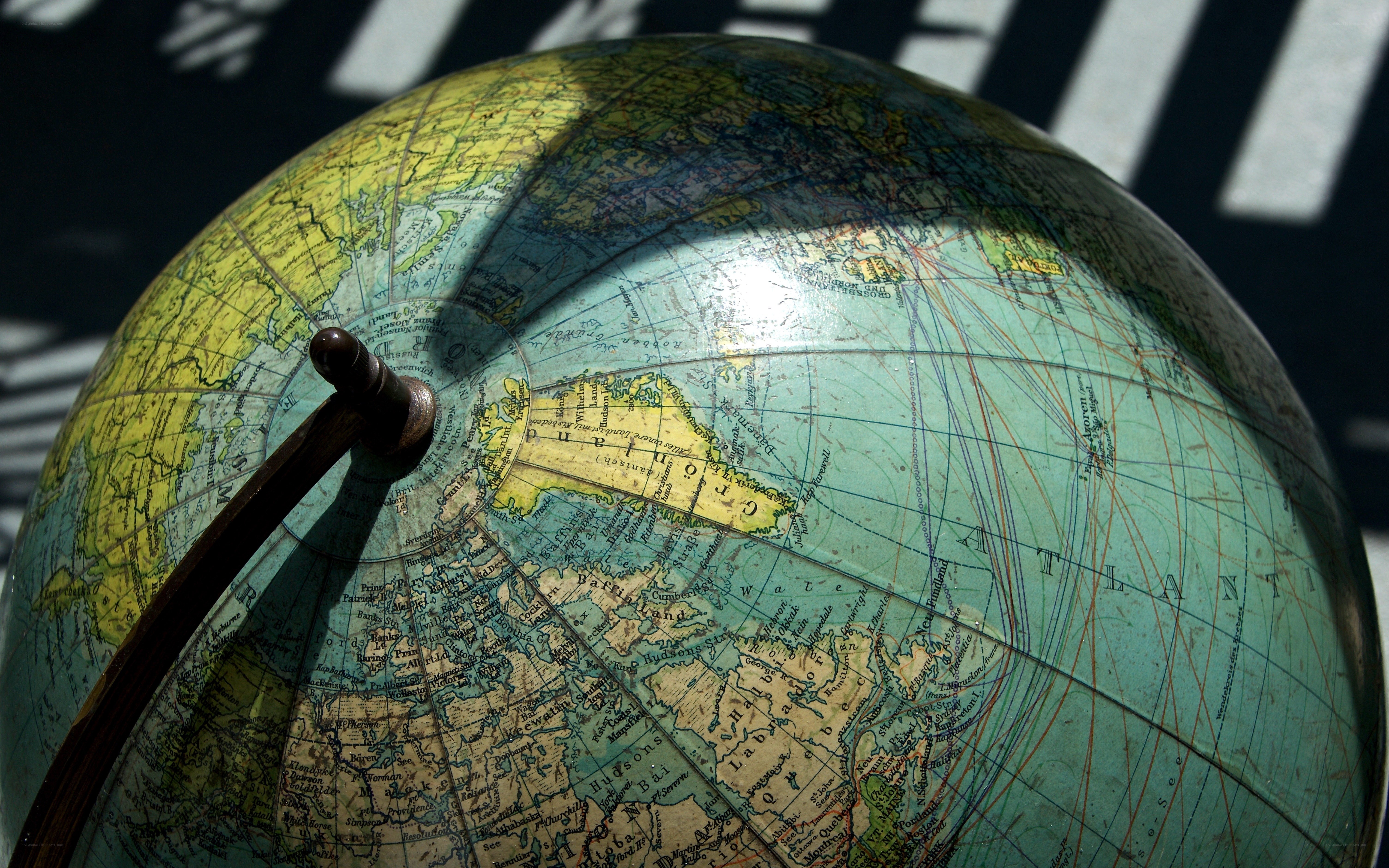 vintage globe with northern hemisphere
