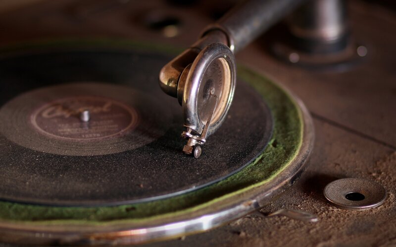 Vintage Gramophone Playing Record