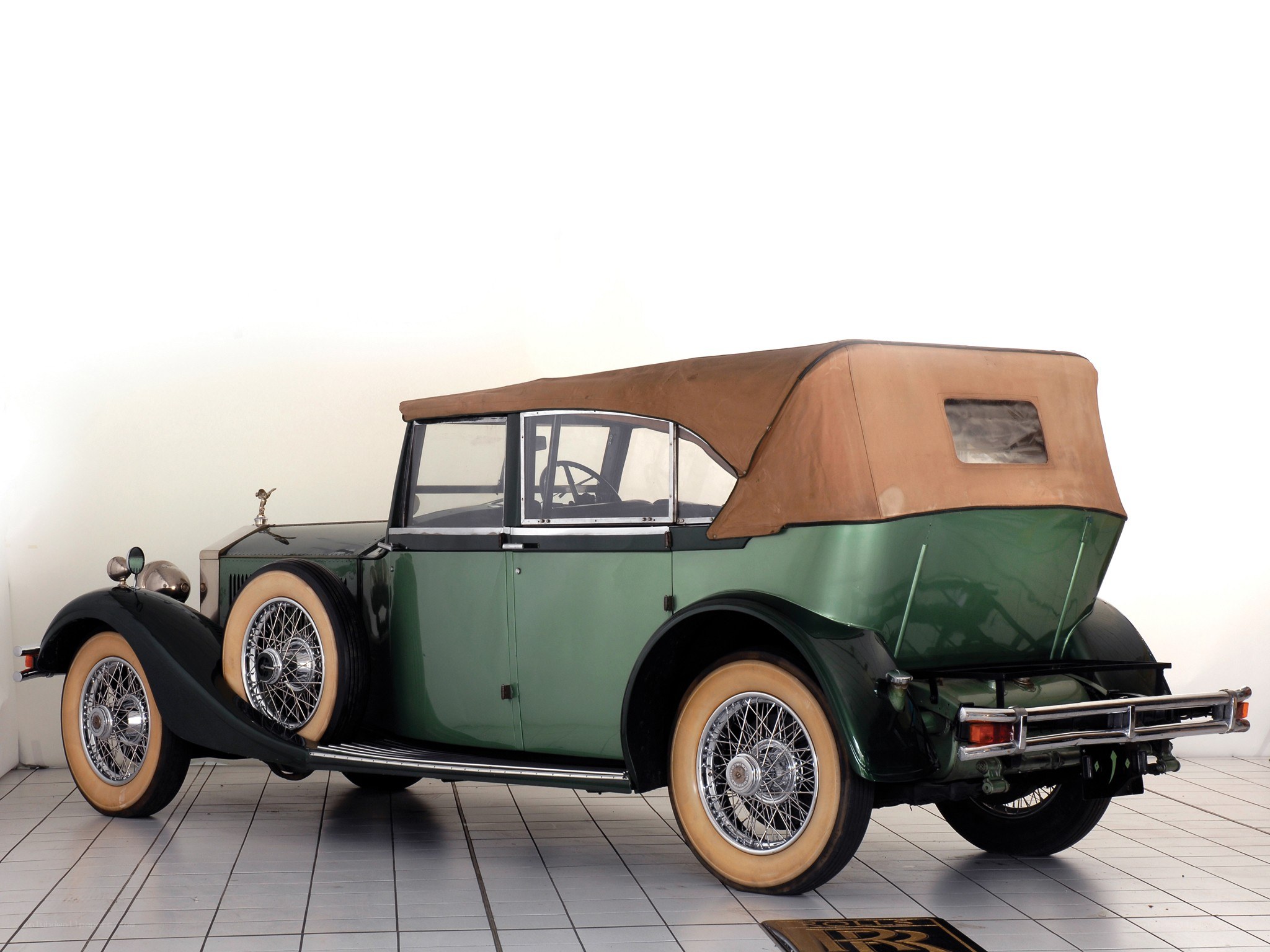 vintage green convertible car