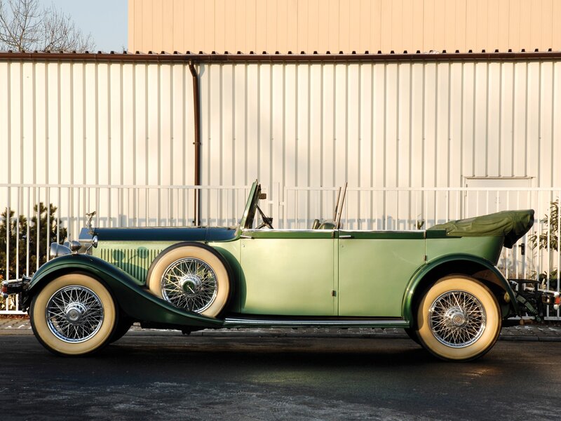 vintage green convertible car