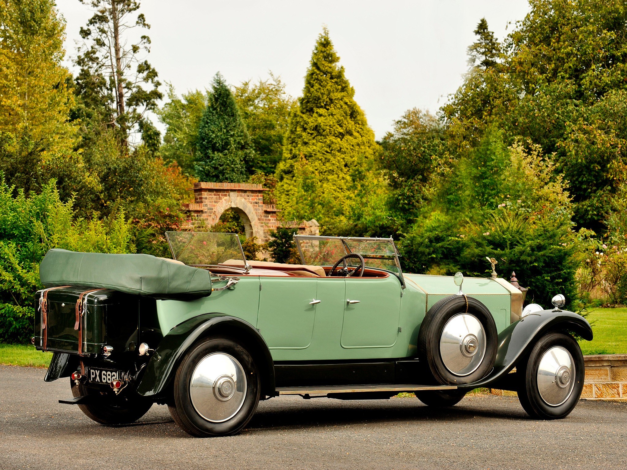 vintage green convertible car