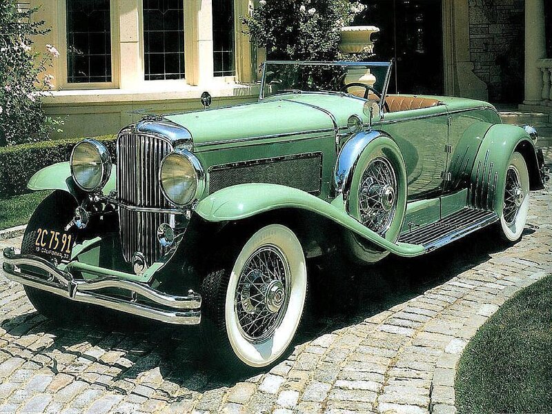 Vintage green convertible car