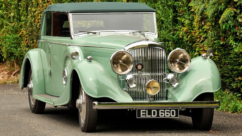 Vintage green convertible car