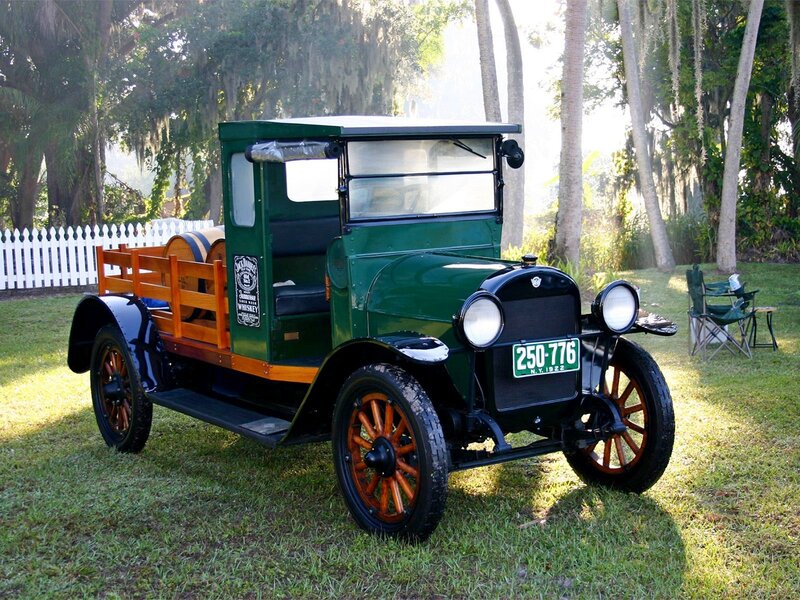 vintage green delivery truck