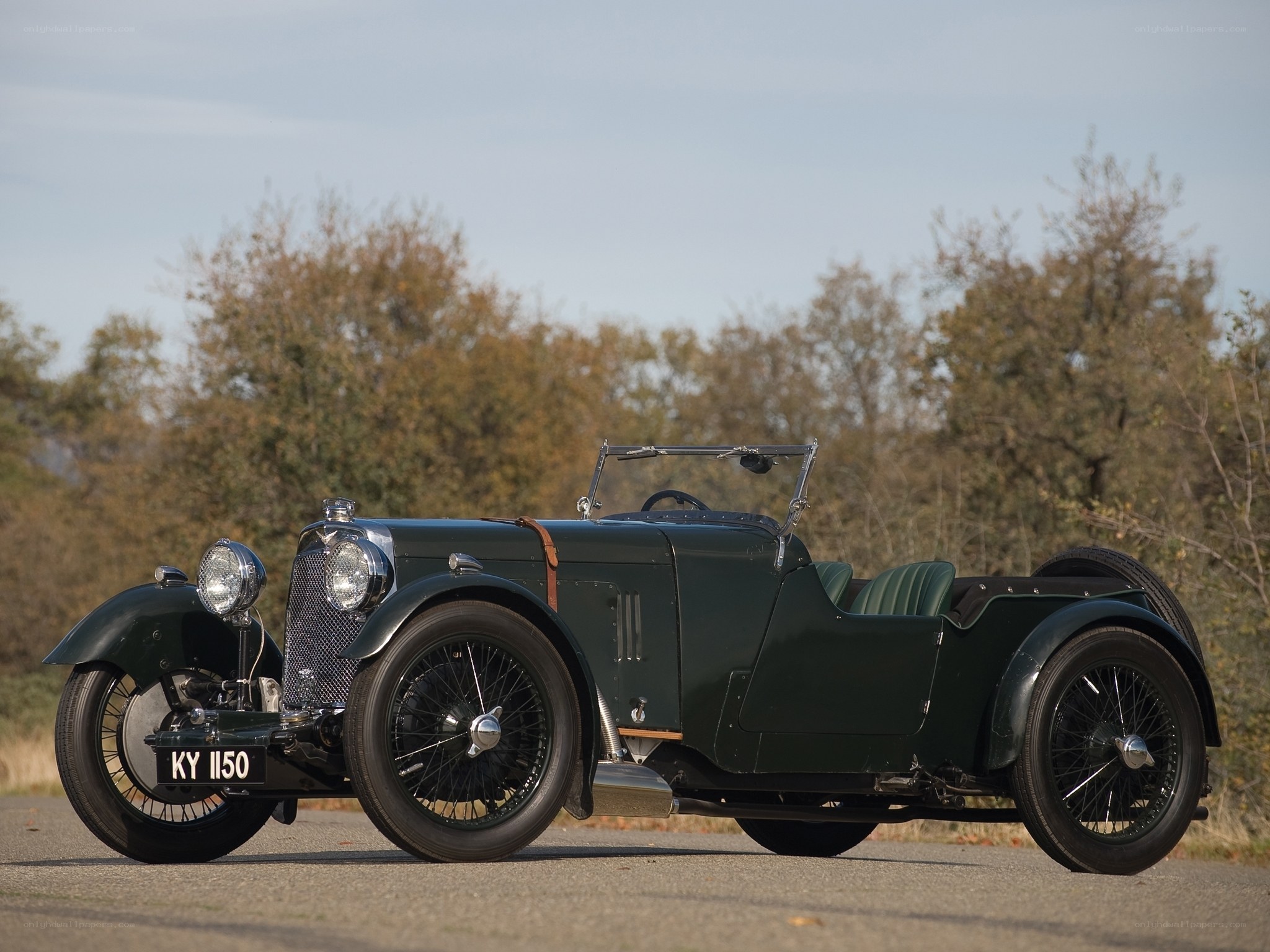 vintage green sports car