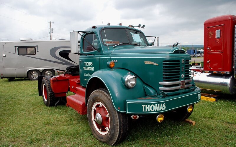 vintage green truck at show