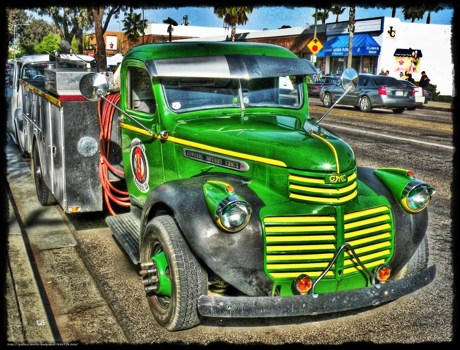 vintage green utility truck