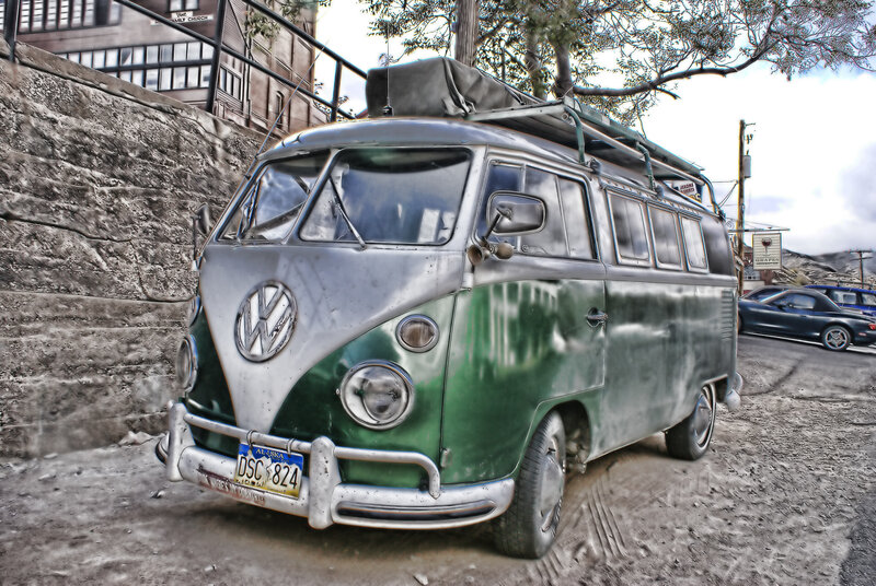 vintage green volkswagen bus