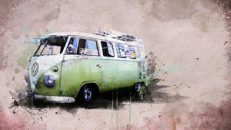 vintage green volkswagen bus