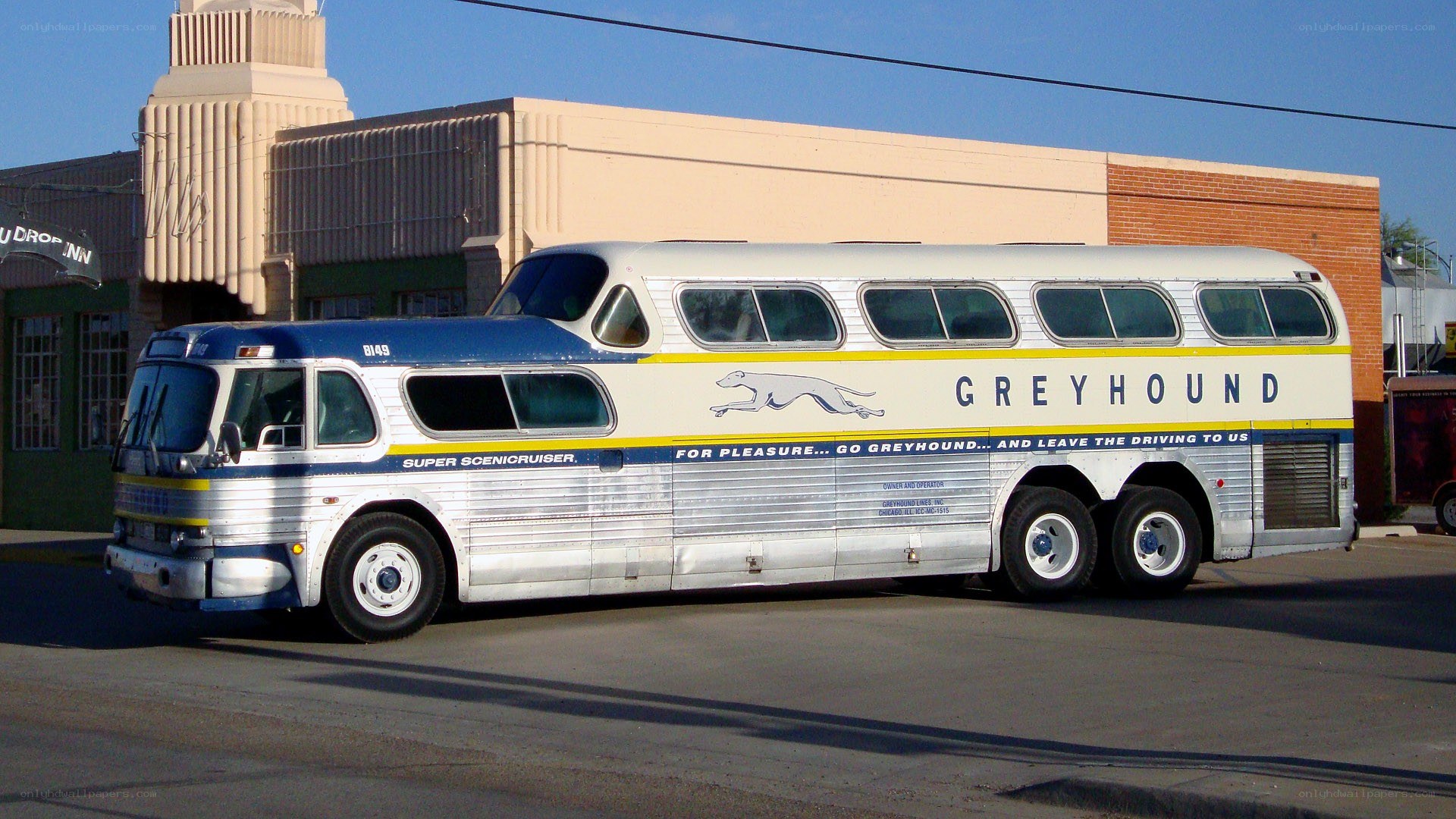 Vintage Greyhound bus on street