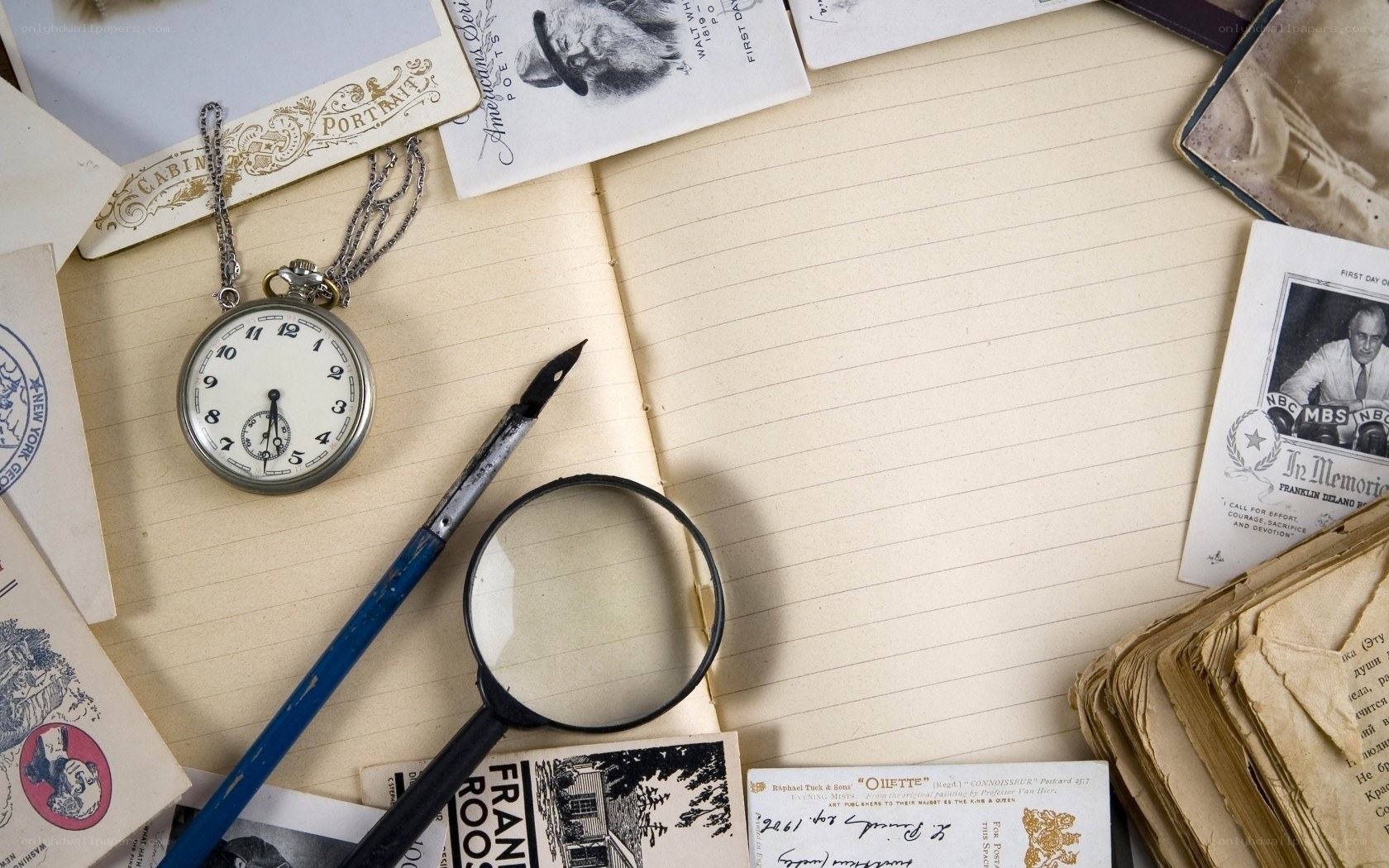 vintage items on lined paper