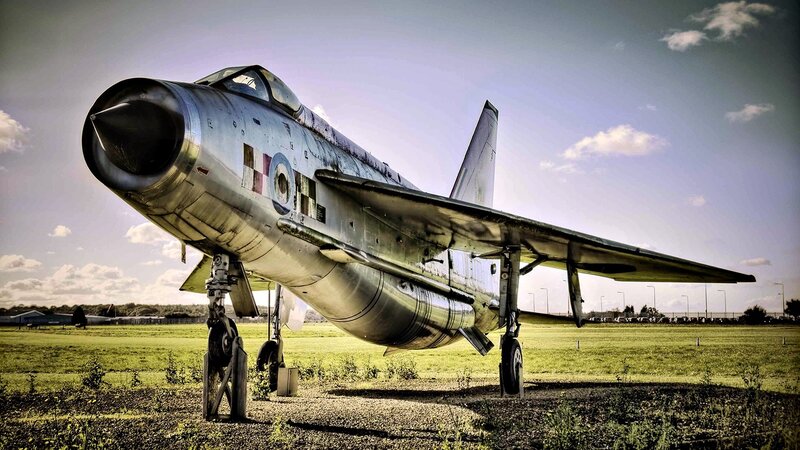 vintage jet fighter on display