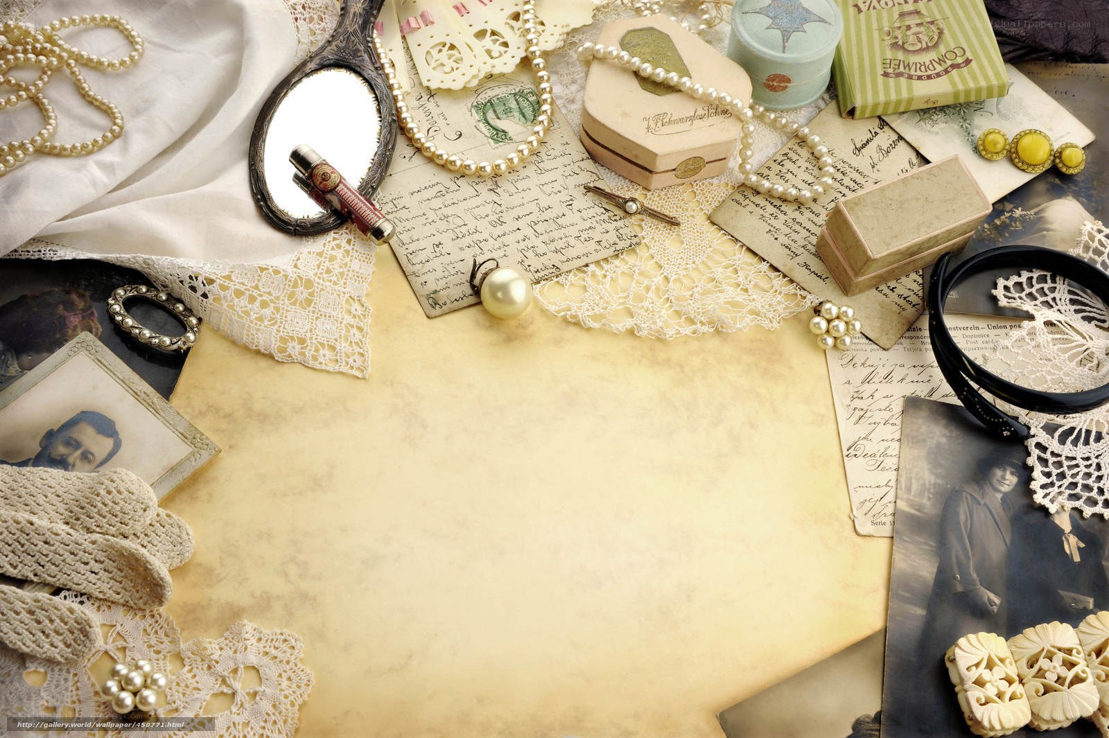 vintage jewelry and letters