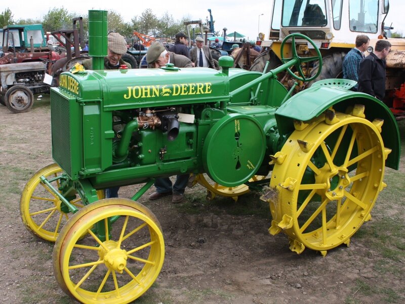 Vintage John Deere tractor on display