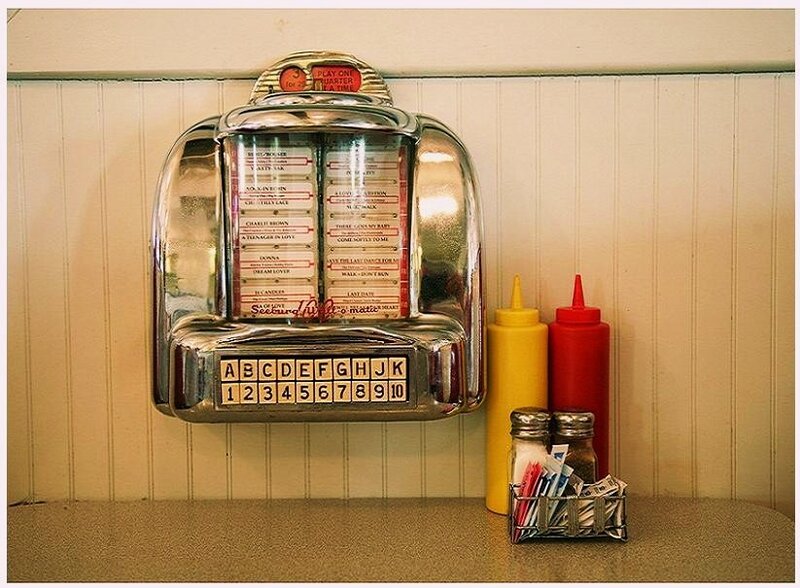 vintage jukebox in diner