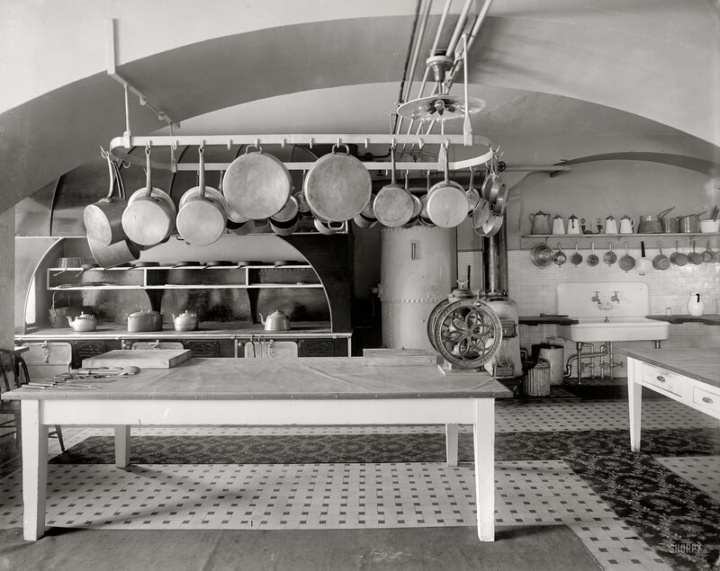 Vintage kitchen with hanging pots