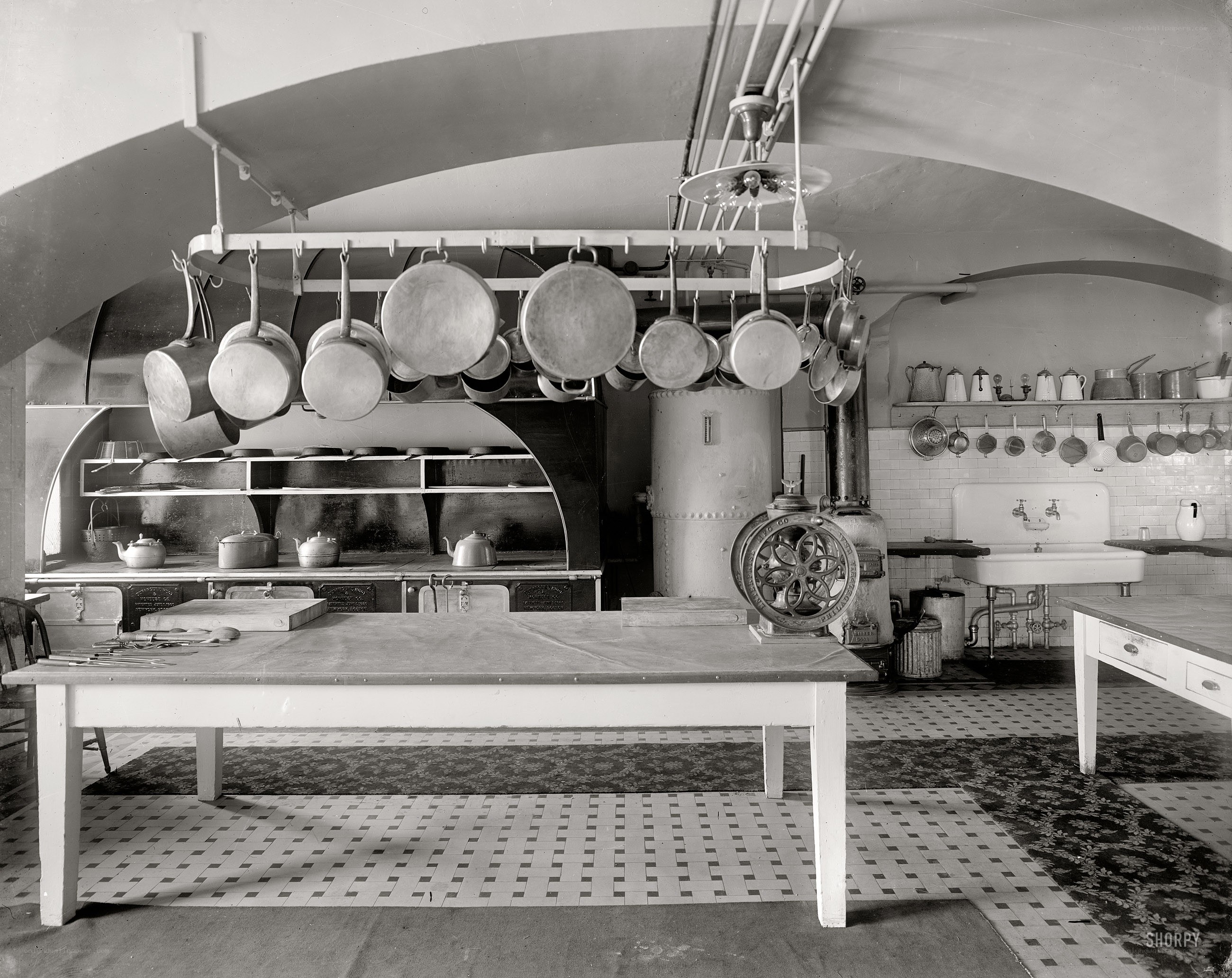 Vintage kitchen with hanging pots