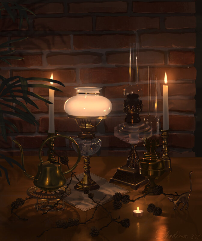 Vintage Lamps and Candles