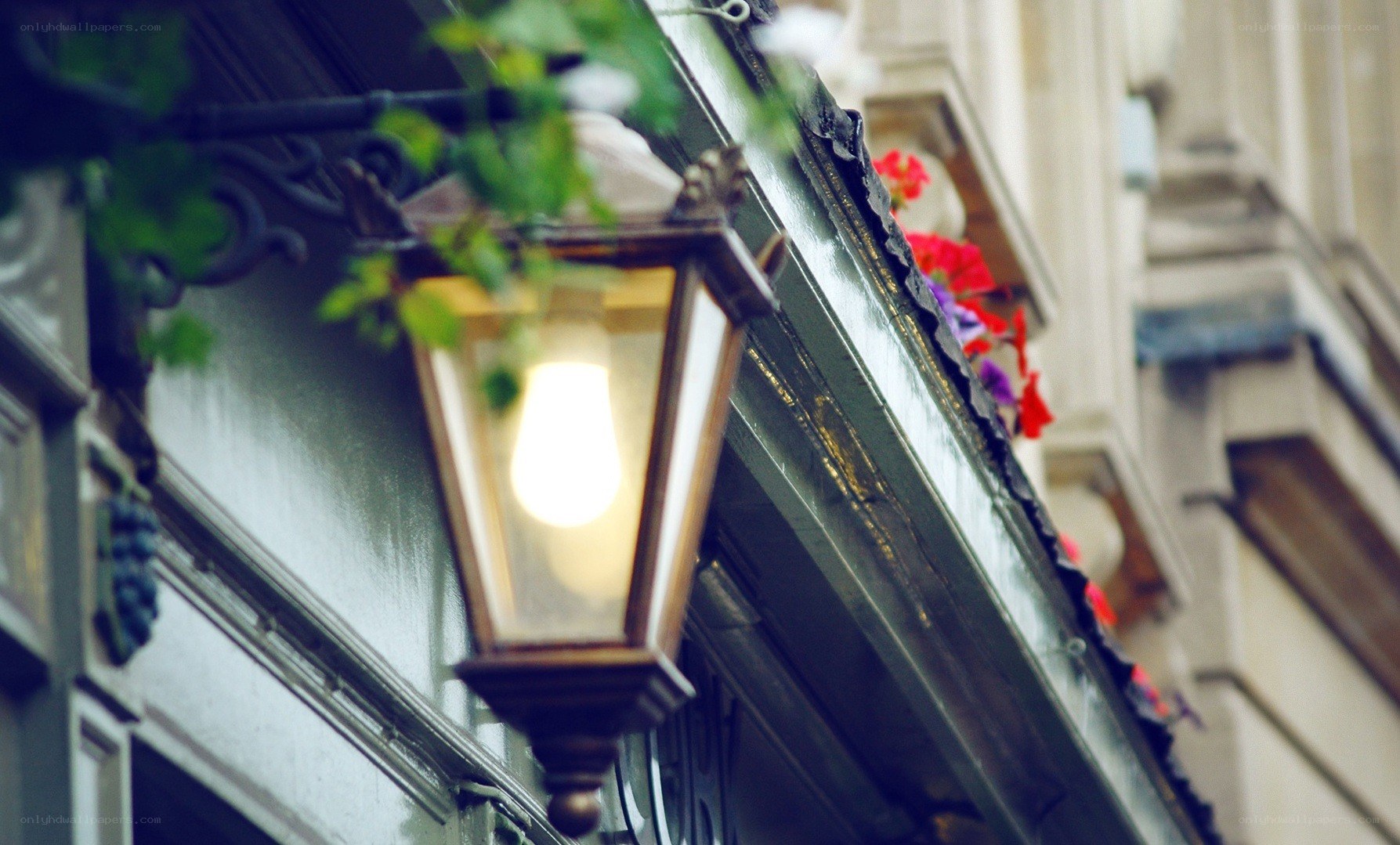 vintage lantern on building facade
