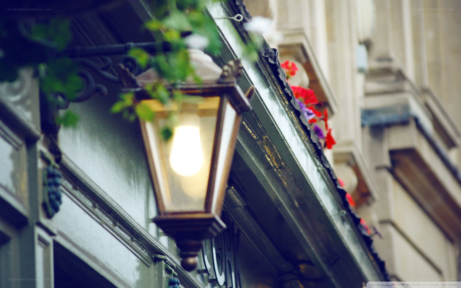 vintage lantern on building facade