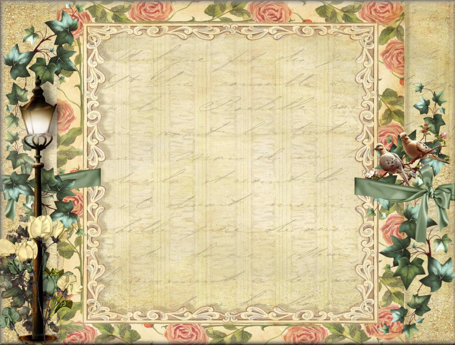 vintage letter frame with roses