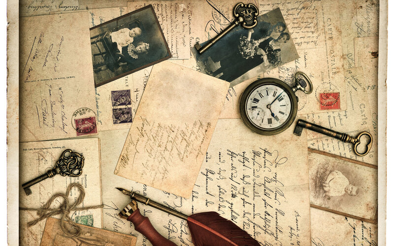 Vintage Letters and Photos — Brown, Nostalgic, Photograph