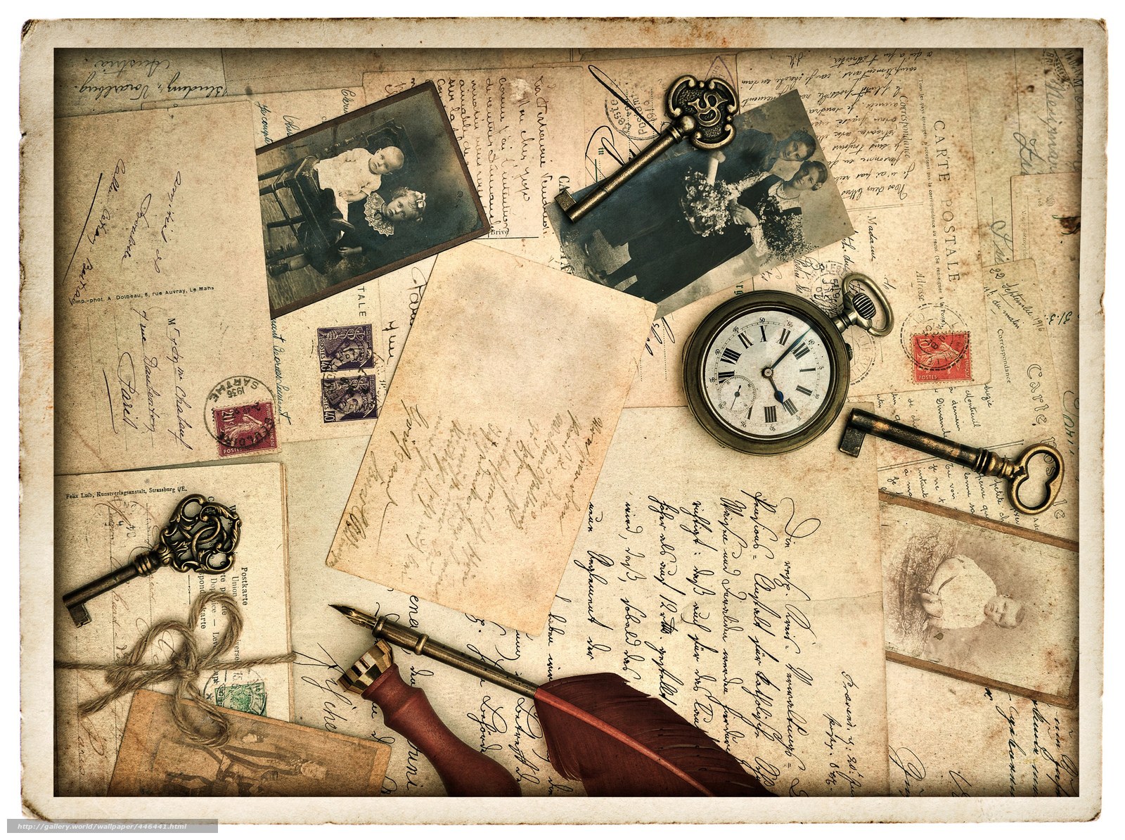 Vintage letters and photos collage