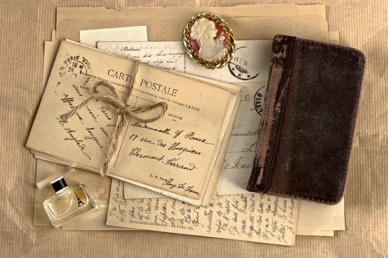 Vintage letters and trinkets