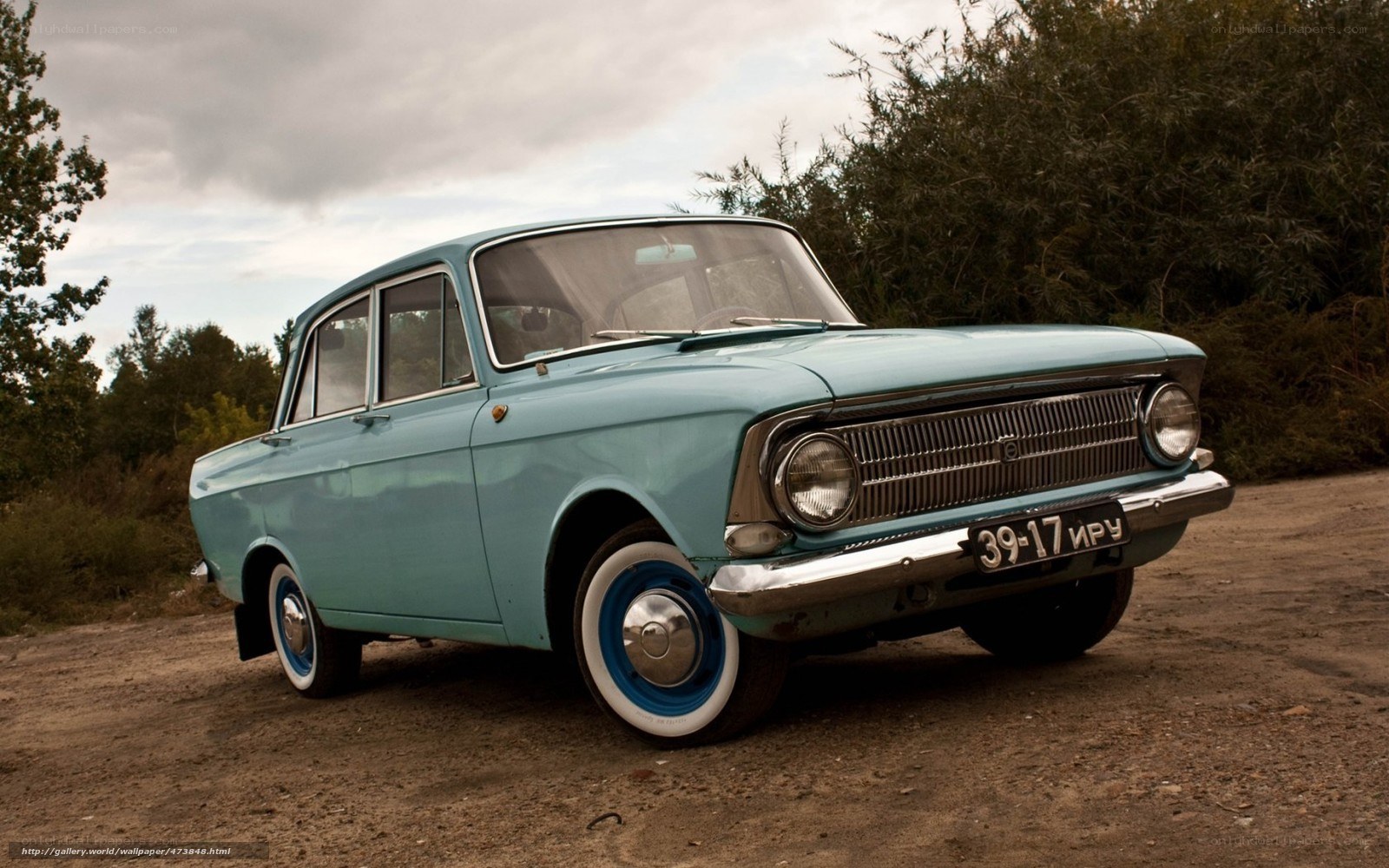 vintage light blue car