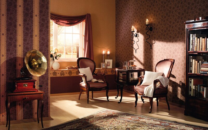 Vintage Living Room — Brown, Warm