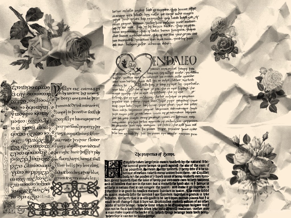 Vintage manuscript with roses