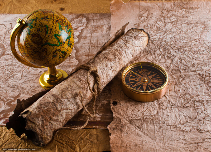 Vintage map and compass