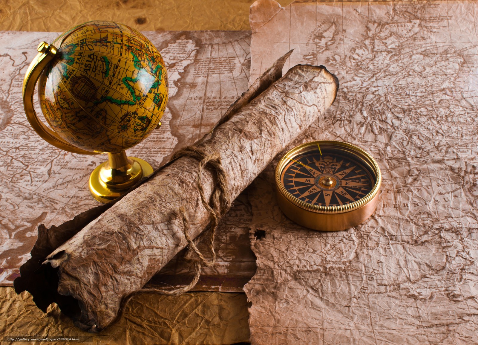 Vintage map and compass