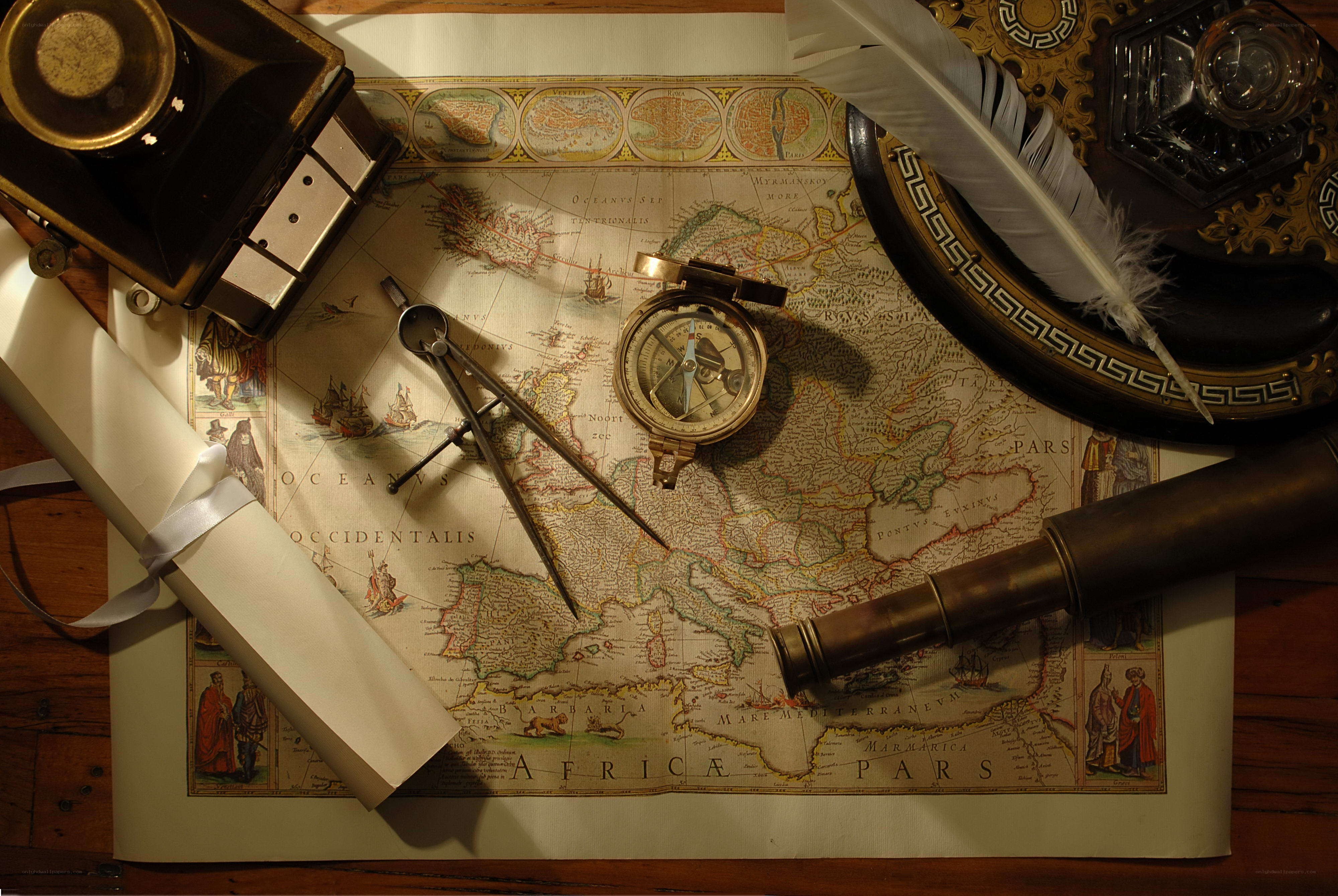 Vintage map and navigation tools