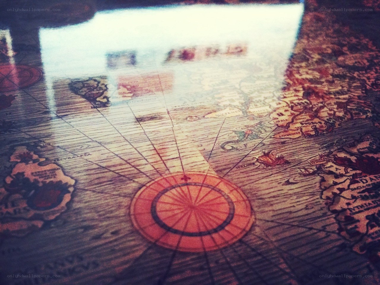vintage map with compass rose
