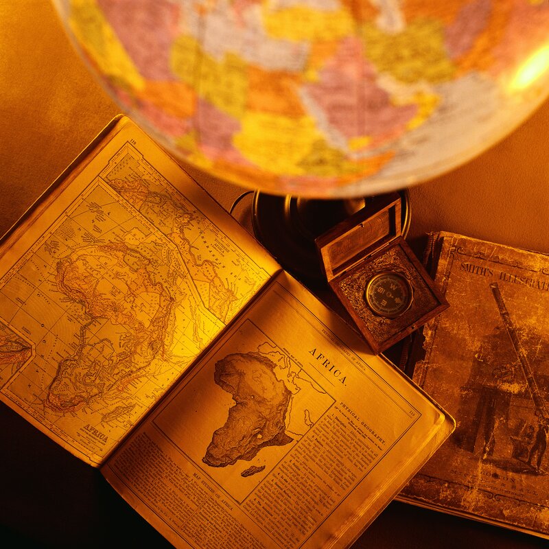 Vintage maps and globe