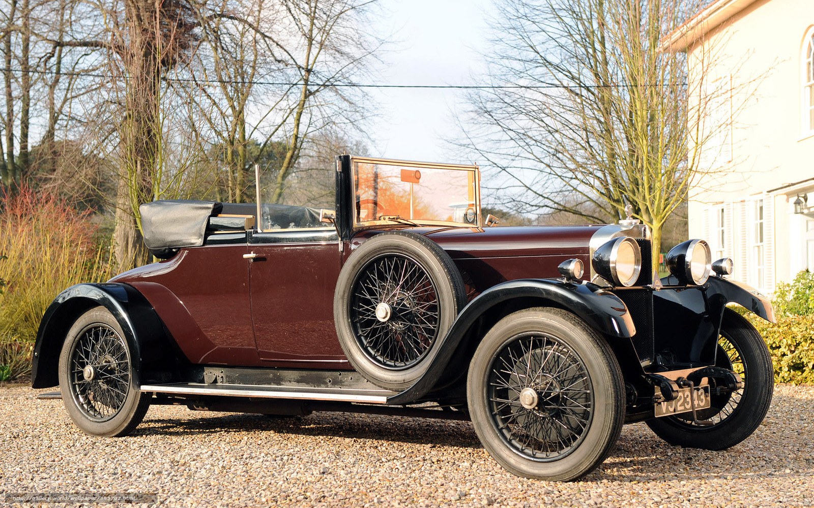 Vintage maroon convertible car