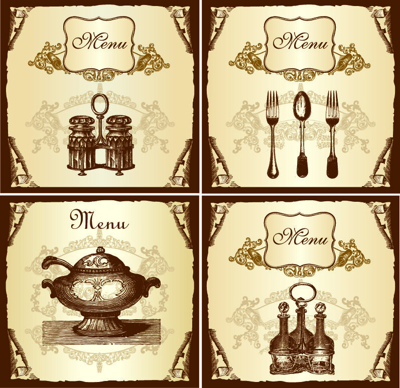 vintage menu card set