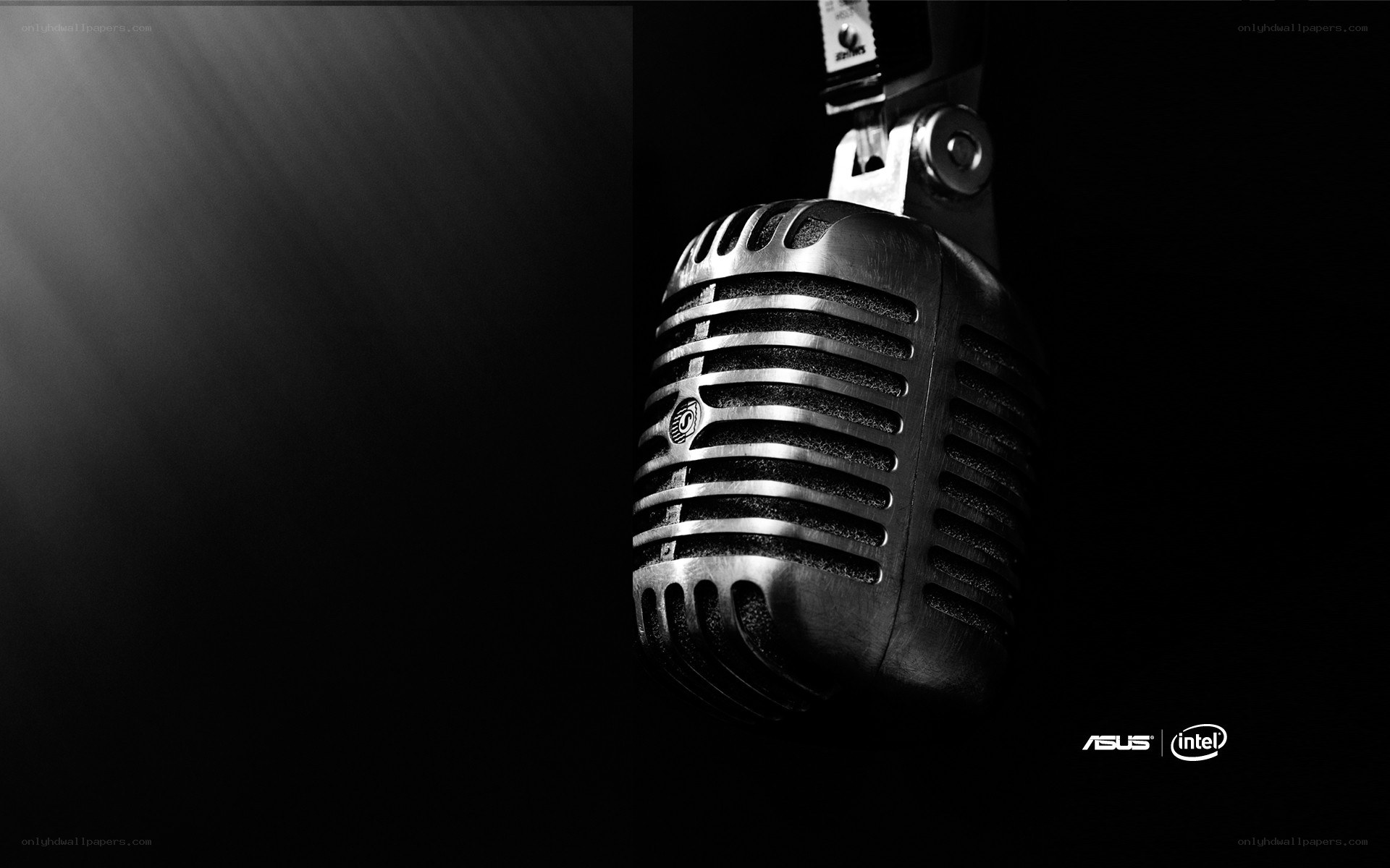 vintage microphone in spotlight
