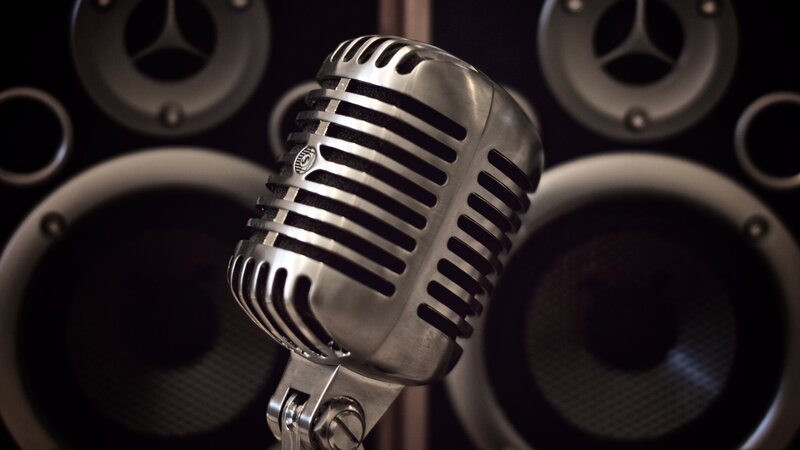 vintage microphone in studio