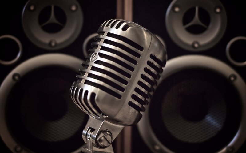 Vintage Microphone — Silver, Dramatic