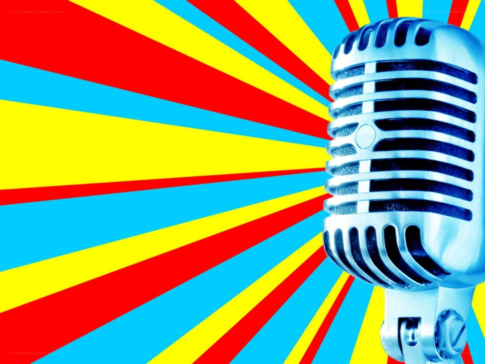 vintage microphone with colorful background